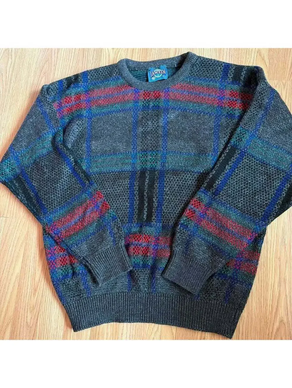 Vintage Jantzen Plaid Knit Sweater Size Large